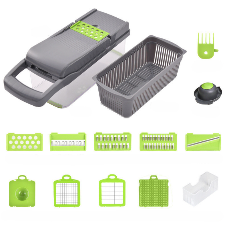 15 Blade All-in-1 Vegetable Chopper Mandoline Slicer with Container, Food Chopper, Onion Chopper, Veggie Cutter for Salad, Kitchen Gadgets Accessories Essentials