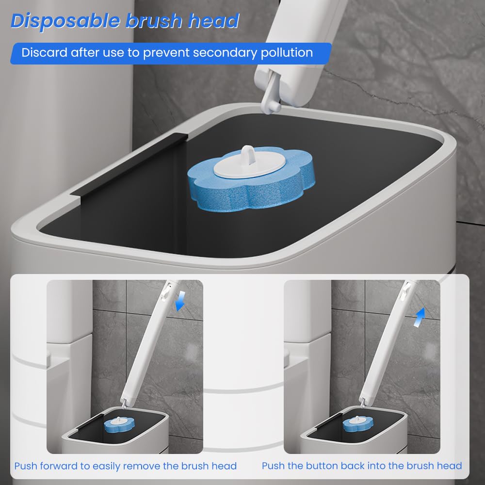 🚽🧼 Disposable Toilet Brush Set — Built-In Cleaner & 60 Refills
