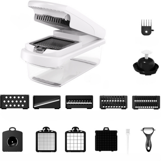 15 Blade All-in-1 Vegetable Chopper Mandoline Slicer with Container, Food Chopper, Onion Chopper, Veggie Cutter for Salad, Kitchen Gadgets Accessories Essentials