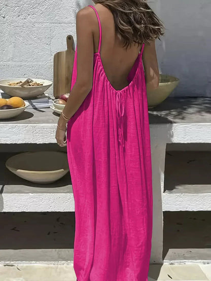 💥🌈 Women's Solid Color Backless Cami Dress-lln