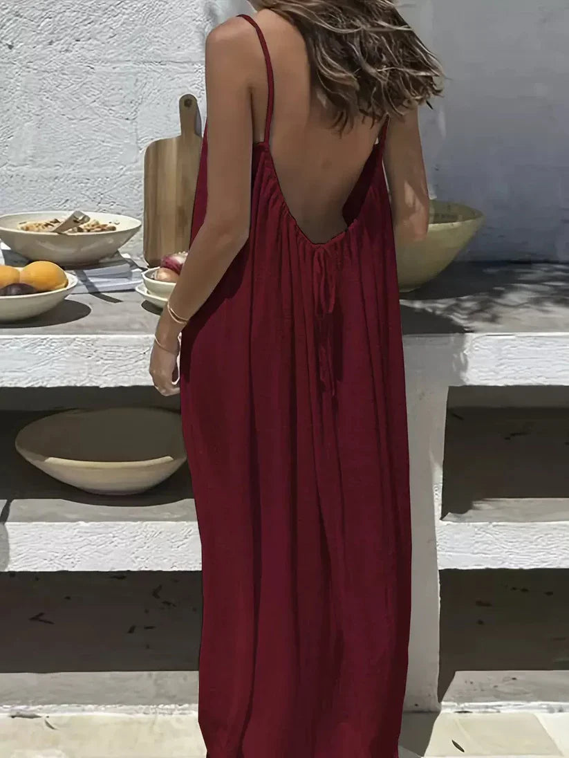 💥🌈 Women's Solid Color Backless Cami Dress-lln